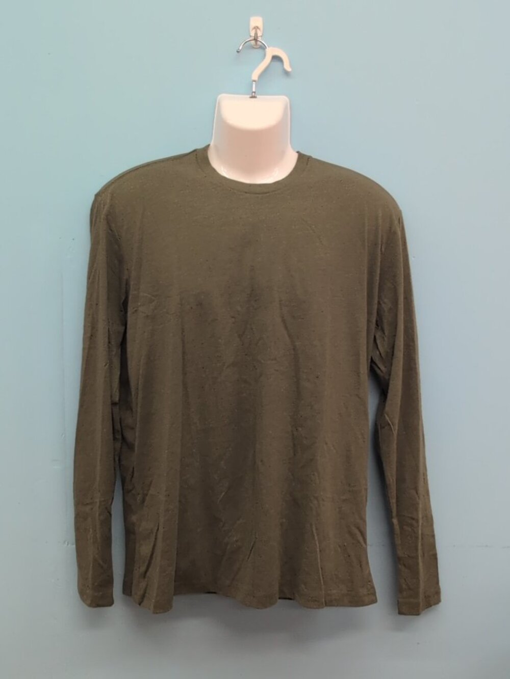 True Classic Men's Long Sleeve Crew Neck T-Shirt Size L Heather Military Green